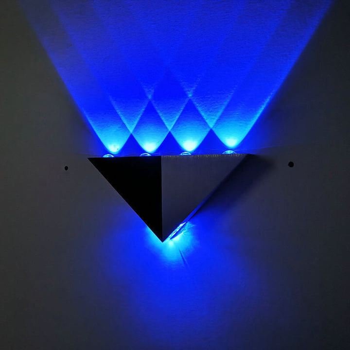 Lisslune | TriLumina Prism LED Wall Light | Creative Pyramid Design | Aluminum & Acrylic | Colored Light Options