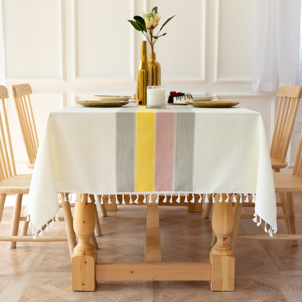 Lisslune | Waterproof Oil-resistant Rectangular Tablecloth Cotton Linen Wrinkle-resistant Tablecloth for Kitchen Dining Room Buffet Party