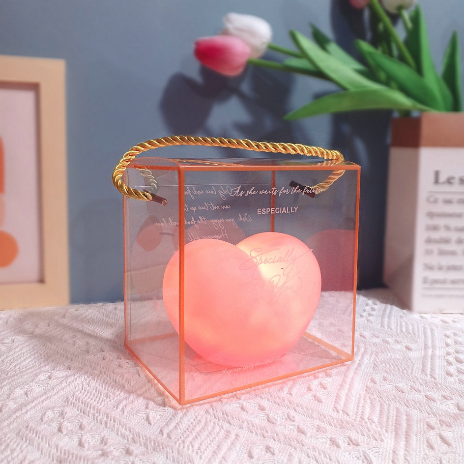 Lisslune | LuvSphere Silicone LED Night Light | Heart-Shaped Design | Table Lamp | Warm Mood Light | Decorative