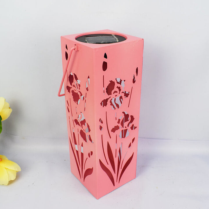 Lisslune | Solar Butterfly Rose Pattern Hollow Column LED Outdoor Waterproof Decorative Lamp