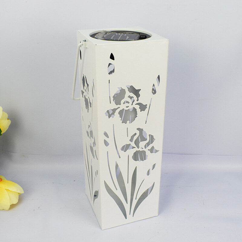 Lisslune | Solar Butterfly Rose Pattern Hollow Column LED Outdoor Waterproof Decorative Lamp