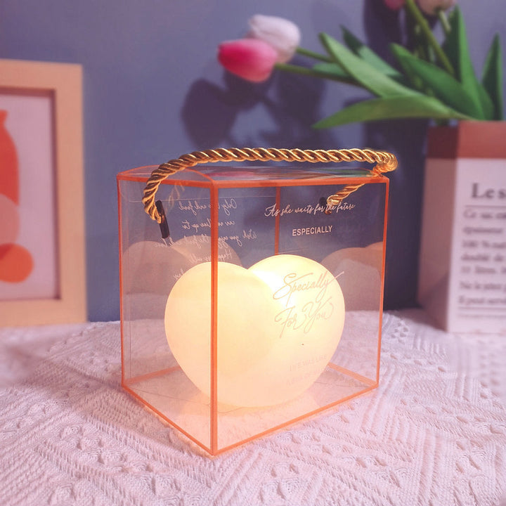 Lisslune | LuvSphere Silicone LED Night Light | Heart-Shaped Design | Table Lamp | Warm Mood Light | Decorative