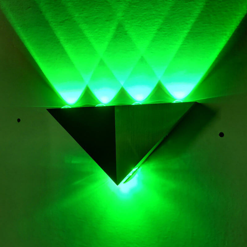 Lisslune | TriLumina Prism LED Wall Light | Creative Pyramid Design | Aluminum & Acrylic | Colored Light Options