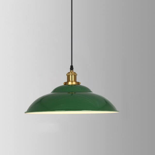Lisslune | RetroDome Industrial Vintage Pendant Light | Green Iron Dome Design | Single Light | Rustic Ceiling Lighting