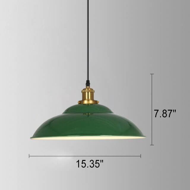Lisslune | RetroDome Industrial Vintage Pendant Light | Green Iron Dome Design | Single Light | Rustic Ceiling Lighting