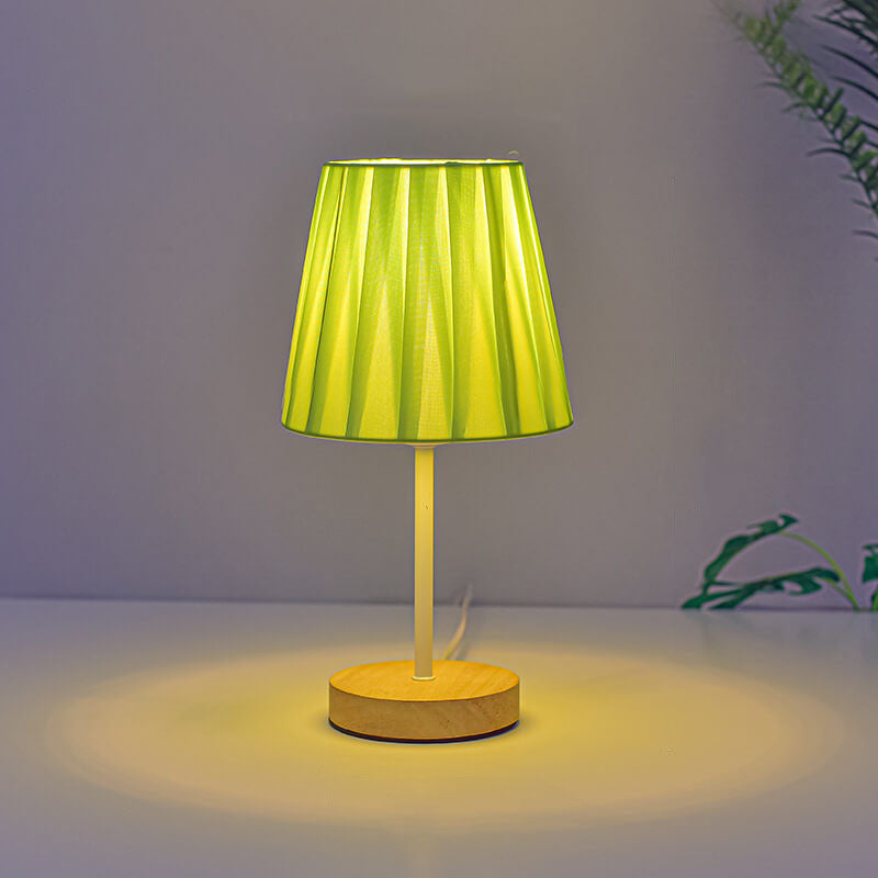 Lisslune | Nordic Vintage Fabric Cone Solid Wood LED Table Lamp