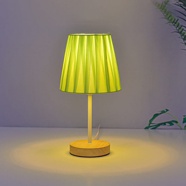 Lisslune | Nordic Vintage Fabric Cone Solid Wood LED Table Lamp