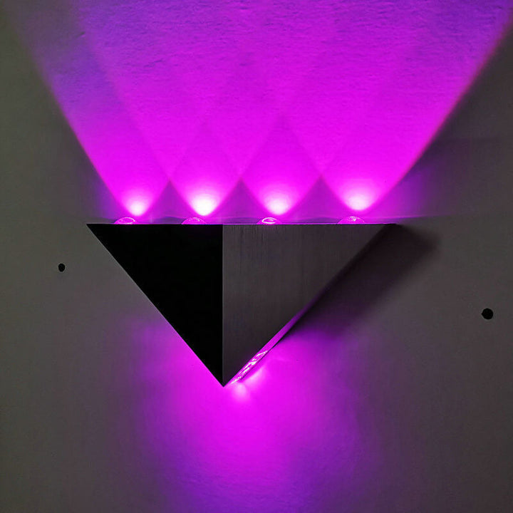 Lisslune | TriLumina Prism LED Wall Light | Creative Pyramid Design | Aluminum & Acrylic | Colored Light Options