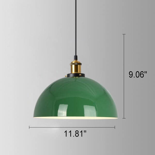 Lisslune | RetroDome Industrial Vintage Pendant Light | Green Iron Dome Design | Single Light | Rustic Ceiling Lighting