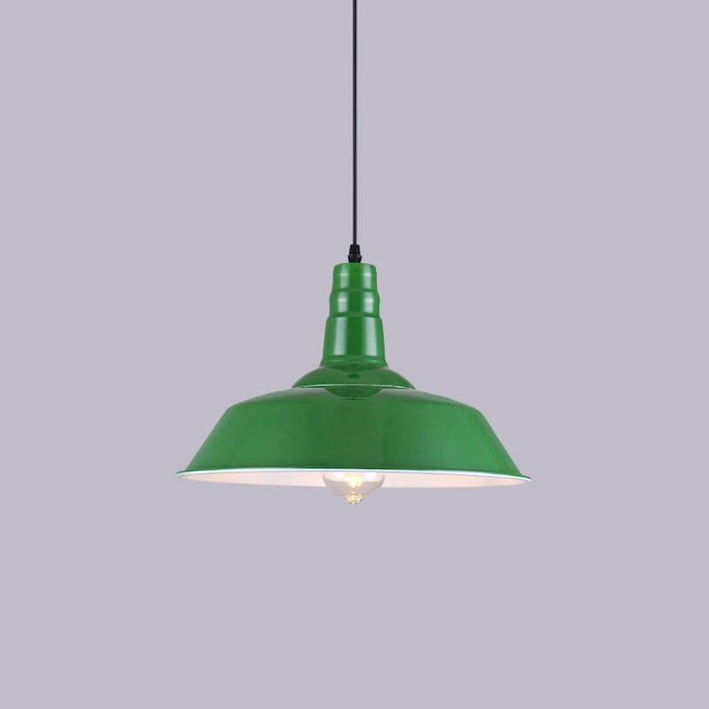 Lisslune | RetroDome Industrial Vintage Pendant Light | Green Iron Dome Design | Single Light | Rustic Ceiling Lighting