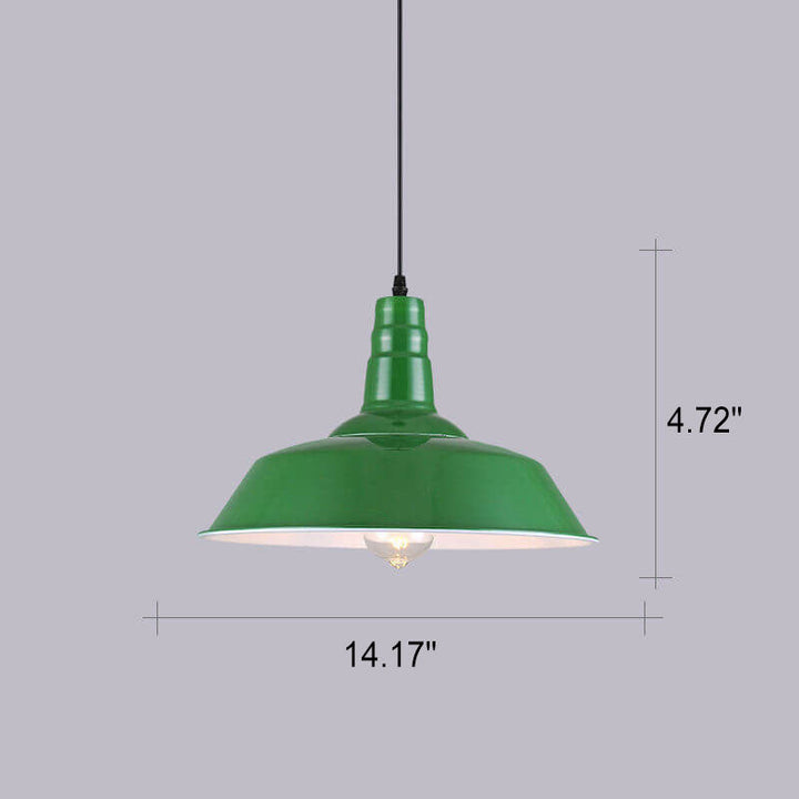 Lisslune | RetroDome Industrial Vintage Pendant Light | Green Iron Dome Design | Single Light | Rustic Ceiling Lighting
