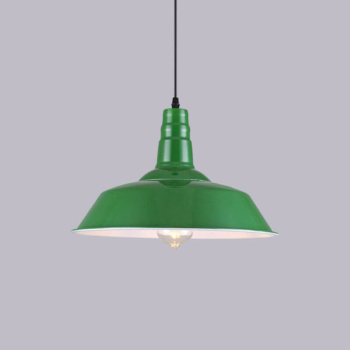 Lisslune | RetroDome Industrial Vintage Pendant Light | Green Iron Dome Design | Single Light | Rustic Ceiling Lighting