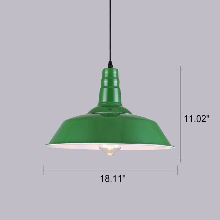 Lisslune | RetroDome Industrial Vintage Pendant Light | Green Iron Dome Design | Single Light | Rustic Ceiling Lighting