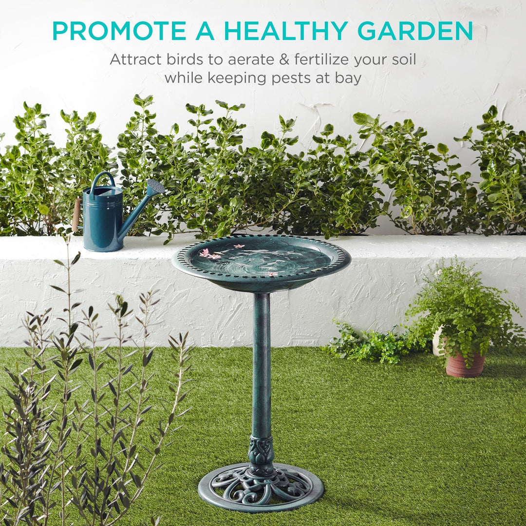 Lisslune | Birdbath for the garden with Fleur-de-Lis decoration