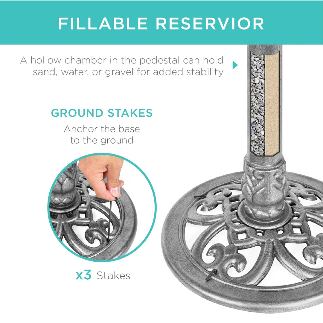 Lisslune | Birdbath for the garden with Fleur-de-Lis decoration