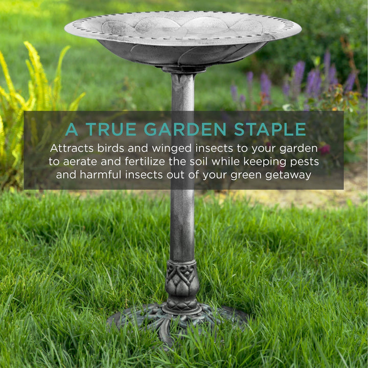 Lisslune | Birdbath for the garden with Fleur-de-Lis decoration