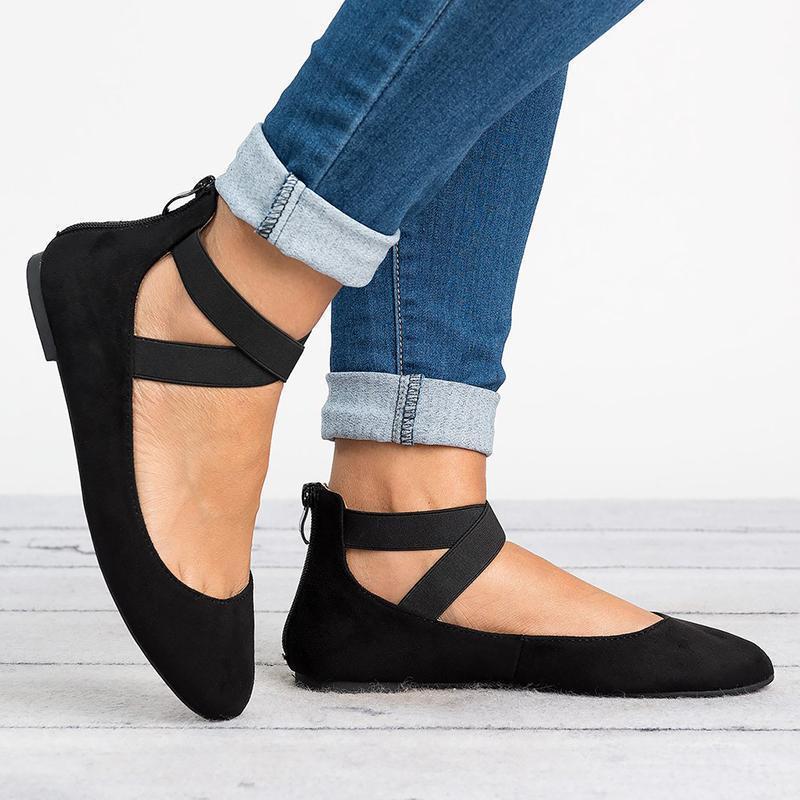 Lisslune | Women Pu Nubuck Flat Casual Ballerina Shoes
