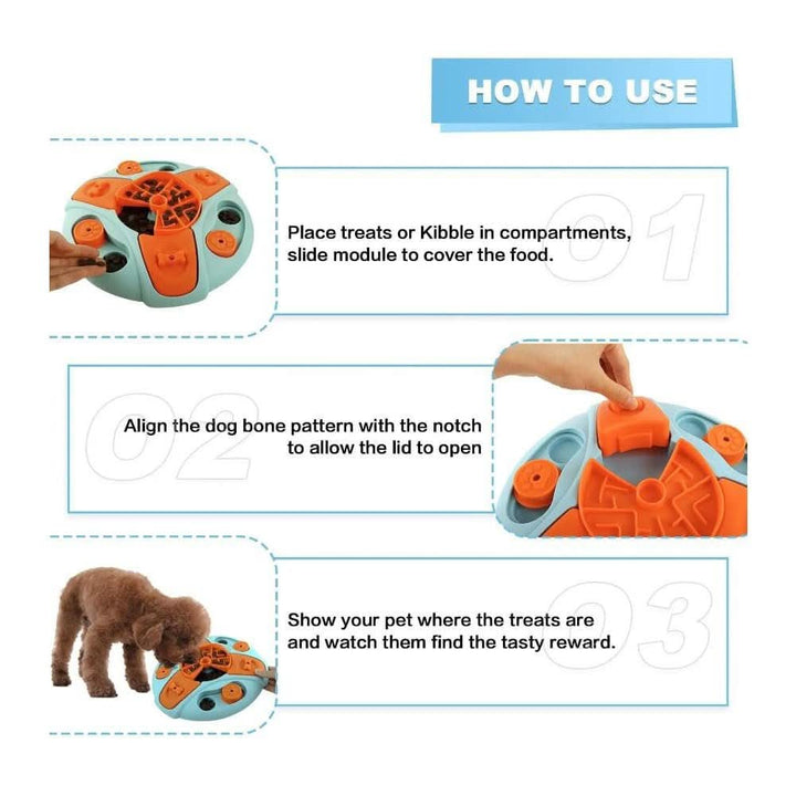 Lisslune | Interactive Anti-Sloshing Bowl for Dogs with Rotating Function & Treat Game
