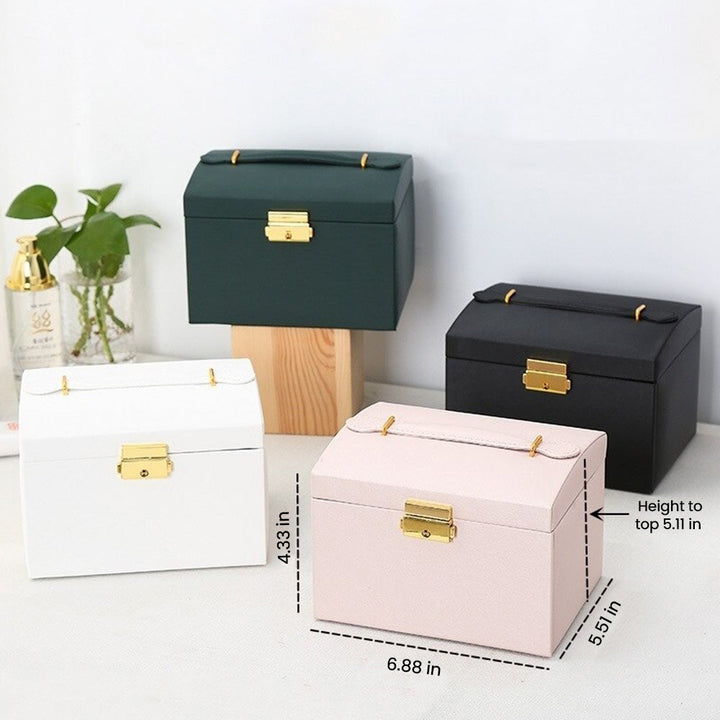 Lisslune | Large Jewelry Earing and Necklace Box Storage Holder Organizer for Women and Guys Case Stand with Drawers and Lock