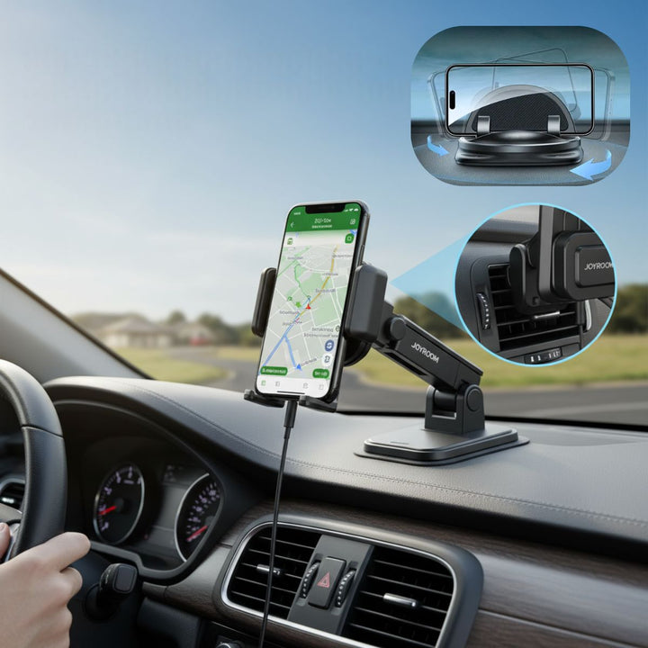 Lisslune | 360° Rotating Car Phone Mounts | Phone Holders Adjustable Dashboard & Air Vent Mount for Smartphones, Ideal for Safe Driving and Navigation