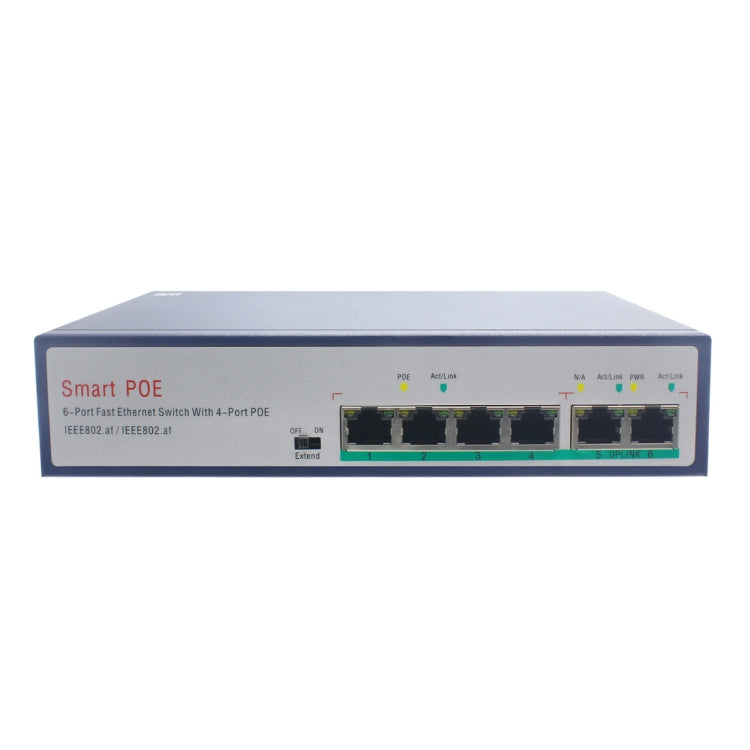 Lisslune | ESCAM POE 4+2 6-Port Fast Ethernet Switch 4-Port POE 10/100M 120W Network Switch, Transmission distance: 150m (Black)