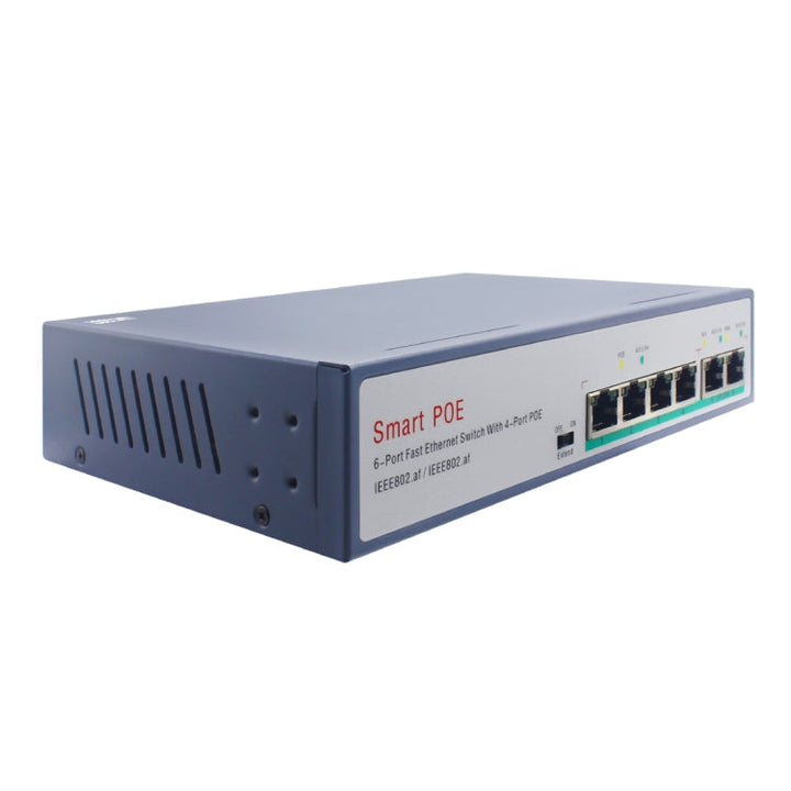 Lisslune | ESCAM POE 4+2 6-Port Fast Ethernet Switch 4-Port POE 10/100M 120W Network Switch, Transmission distance: 150m (Black)