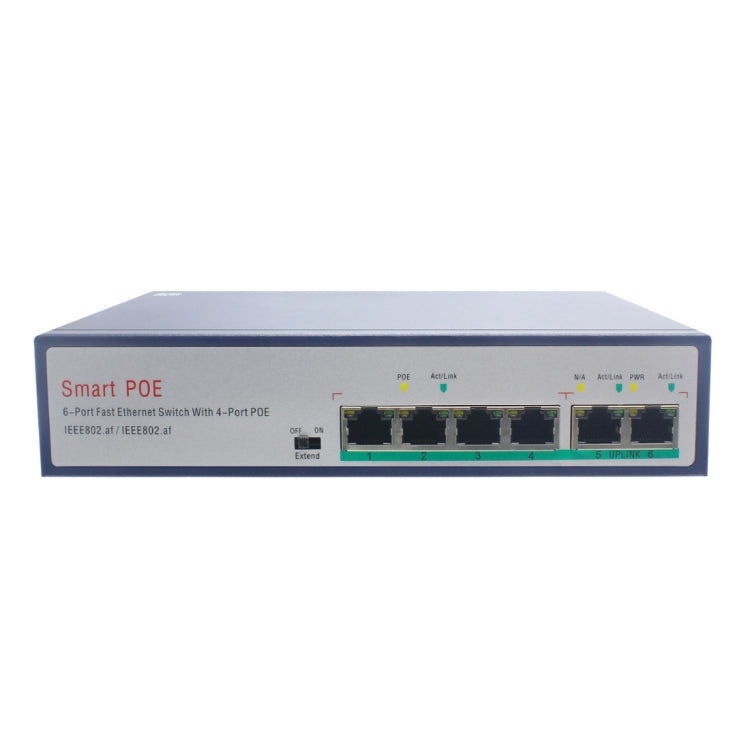 Lisslune | ESCAM POE 4+2 6-Port Fast Ethernet Switch 4-Port POE 10/100M 120W Network Switch, Transmission distance: 150m (Black)