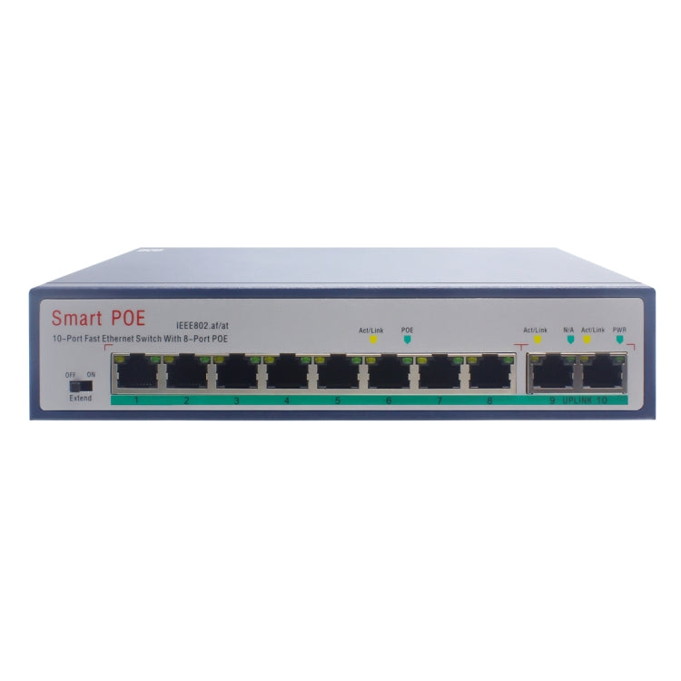 Lisslune | ESCAM POE 8+2 10-Port Fast Ethernet Switch 8-Port POE 10/100M 120W Network Switch, Transmission Distance: 150m(Blue)