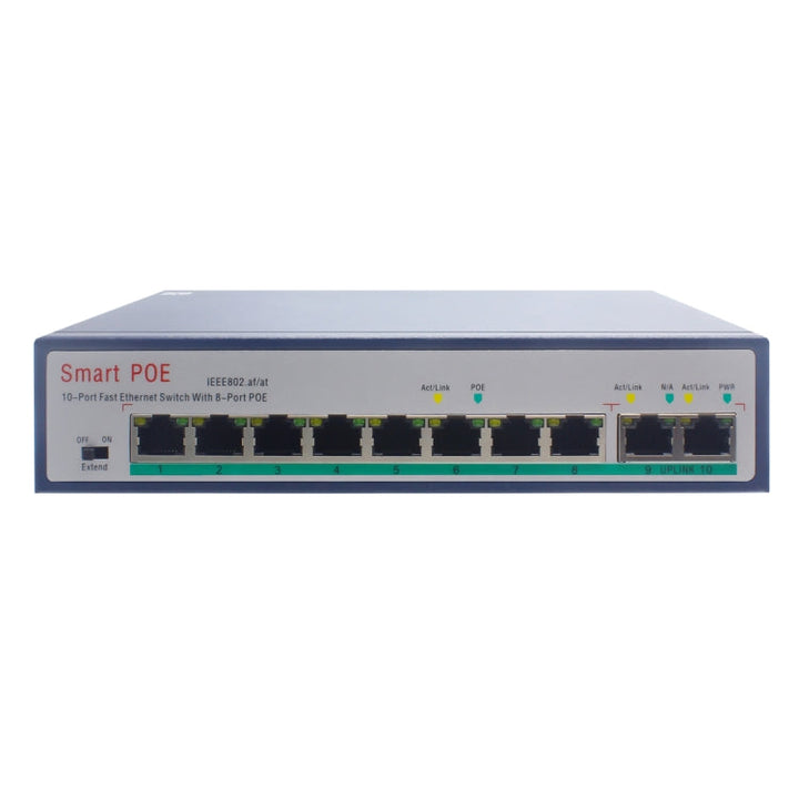 Lisslune | ESCAM POE 8+2 10-Port Fast Ethernet Switch 8-Port POE 10/100M 120W Network Switch, Transmission Distance: 150m(Blue)