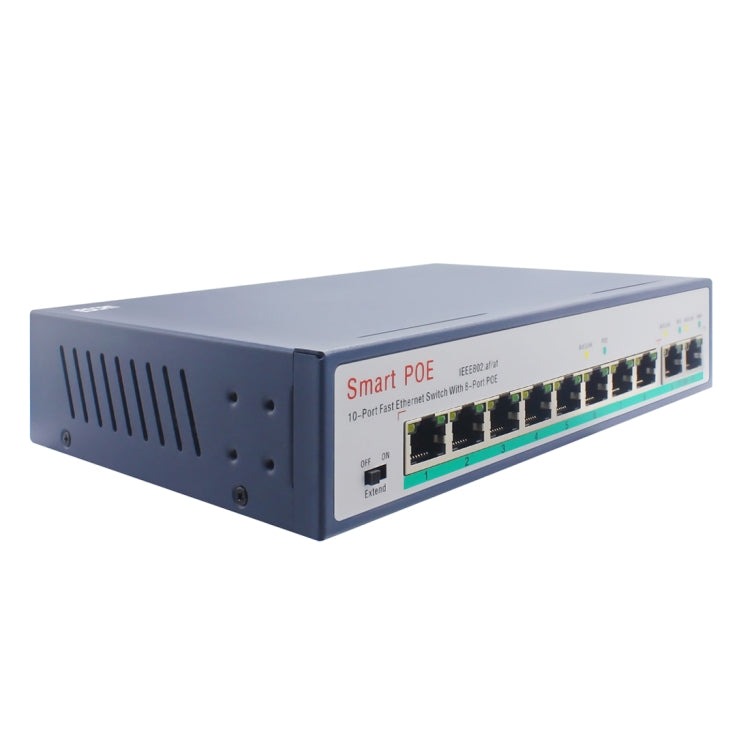 Lisslune | ESCAM POE 8+2 10-Port Fast Ethernet Switch 8-Port POE 10/100M 120W Network Switch, Transmission Distance: 150m(Blue)