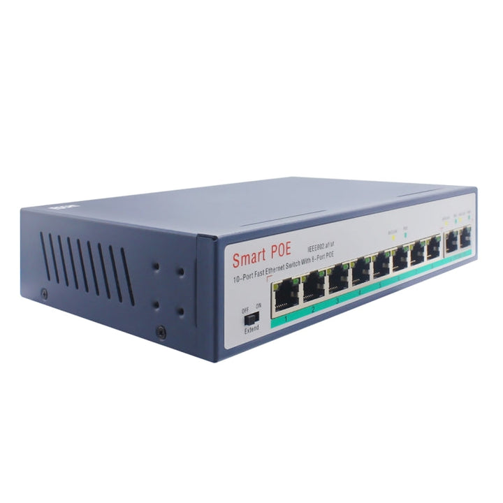 Lisslune | ESCAM POE 8+2 10-Port Fast Ethernet Switch 8-Port POE 10/100M 120W Network Switch, Transmission Distance: 150m(Blue)