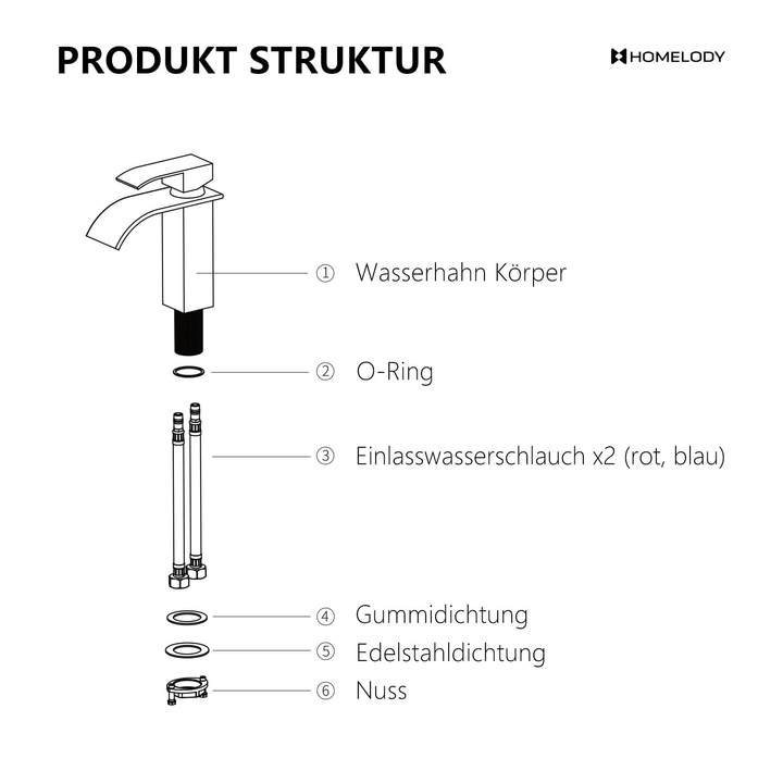 Lisslune | Waterfall Mixer Tap Black Copper Bathroom Faucet with Flat Spout for Low Sink and Hand Wash Basin