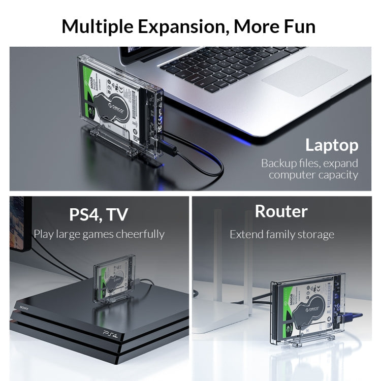 Lisslune | Transparent Series 2.5 Inch 10Gbps Hard Drive Enclosure with Stand