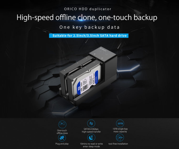 Lisslune | ORICO 6528US3-C 2.5 / 3.5 Inch Hard Drive Enclosure with Duplicator