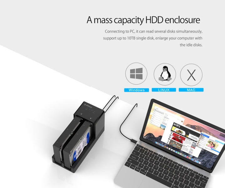 Lisslune | ORICO 6528US3-C 2.5 / 3.5 Inch Hard Drive Enclosure with Duplicator