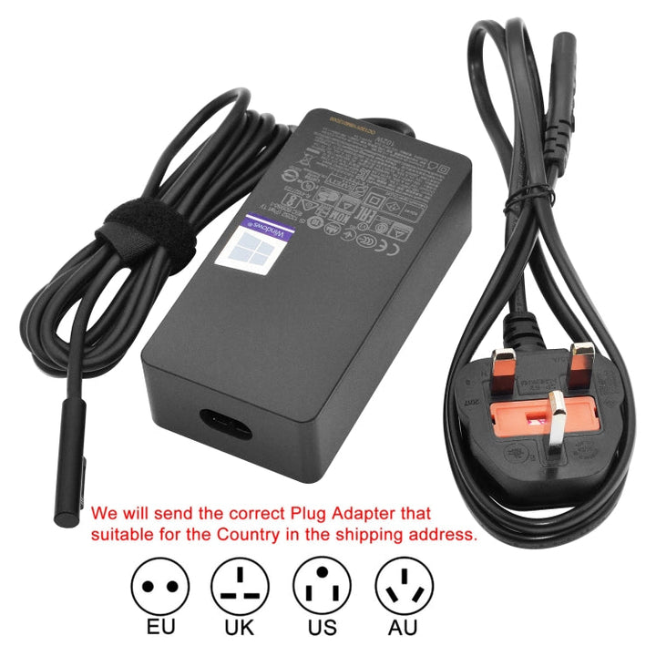Lisslune | 102W Network Adapter Charger 1798 15V 6.33A for Microsoft Surface Book 2