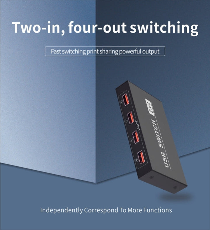 Lisslune | 2x4 USB Switch 2 Port PCs Share 4 Devices for Printer Keyboard Mouse Monitor