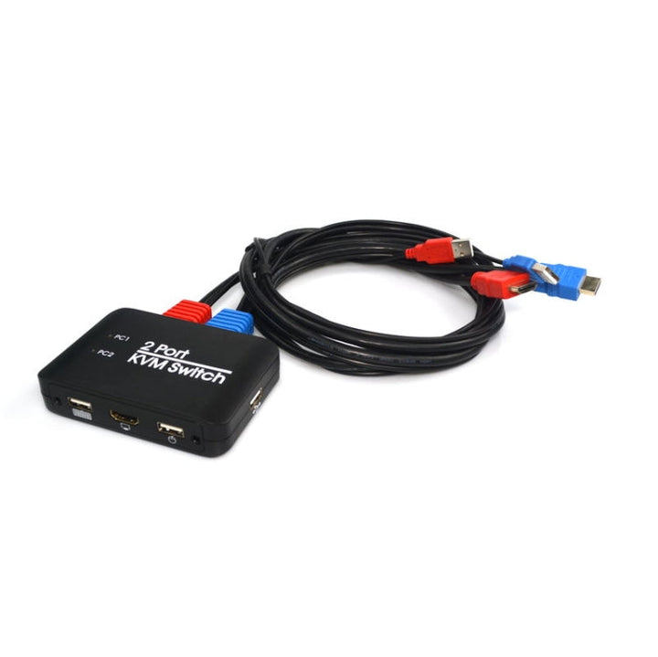 Lisslune | 2 Ports USB HDMI KVM Switch Switcher with Cable for Monitor, Keyboard, Mouse, HDMI Switch, Supports U-Disk Reading