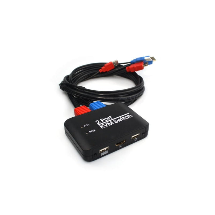 Lisslune | 2 Ports USB HDMI KVM Switch Switcher with Cable for Monitor, Keyboard, Mouse, HDMI Switch, Supports U-Disk Reading