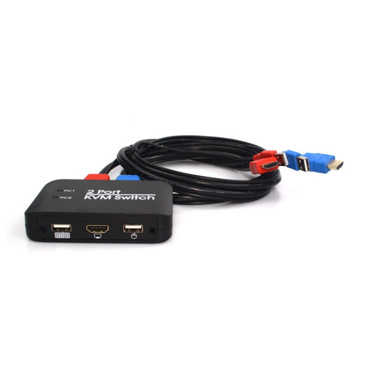 Lisslune | 2 Ports USB HDMI KVM Switch Switcher with Cable for Monitor, Keyboard, Mouse, HDMI Switch, Supports U-Disk Reading