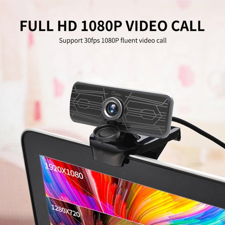 Lisslune | Gsou T16s 1080P HD Webcam with Cover Built-in Microphone for Online Courses Conference Video