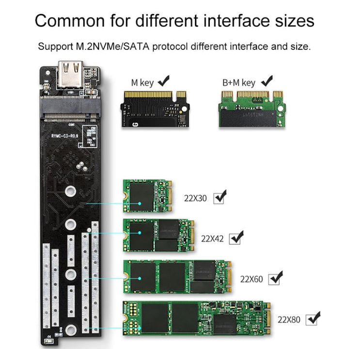 Lisslune | ORICO TCM2M-C3 M.2 SSD Dual Protocol Hard Drive Enclosure