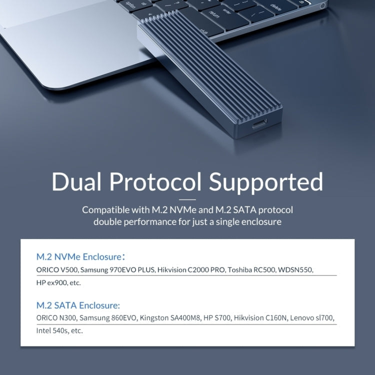 Lisslune | ORICO M2PJM-C3 M.2 SSD Dual Protocol Hard Drive Enclosure