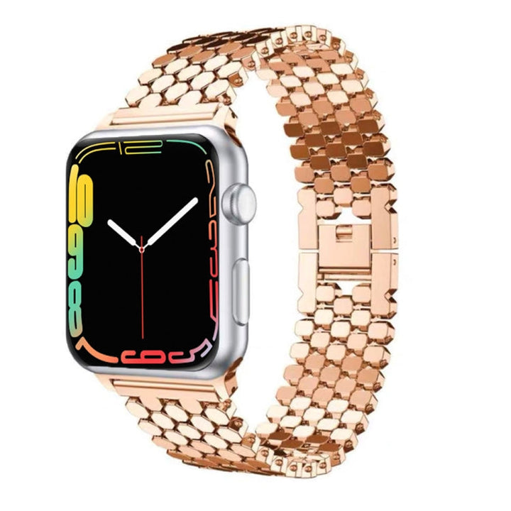 Lisslune | For Apple Watch Ultra 49mm & Watch Ultra 2 49mm / Series 9 & 8 & 7 45mm / SE 3 & SE 2 & 6 & SE & 5 & 4 44mm / 3 & 2 & 1 42mm Honeycomb Pattern Stainless Steel Watch Band (Black)