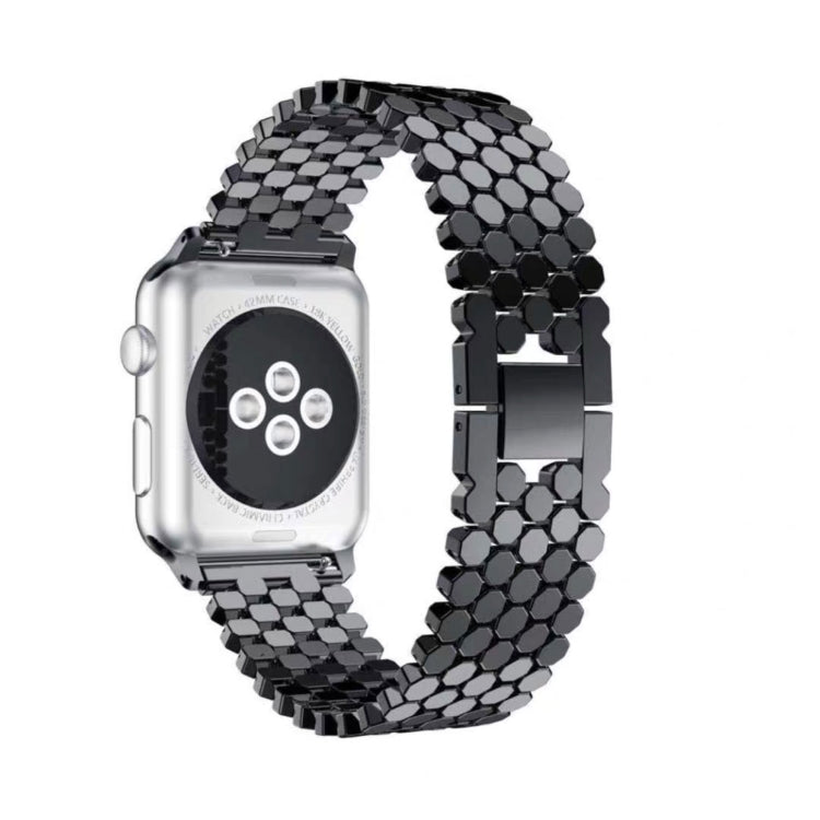Lisslune | For Apple Watch Ultra 49mm & Watch Ultra 2 49mm / Series 9 & 8 & 7 45mm / SE 3 & SE 2 & 6 & SE & 5 & 4 44mm / 3 & 2 & 1 42mm Honeycomb Pattern Stainless Steel Watch Band (Black)