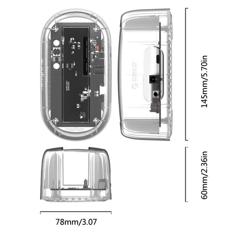 Lisslune | ORICO 6139C3-G2 3.5 Inch Transparent USB3.1 Gen2 Type-C Hard Drive Dock