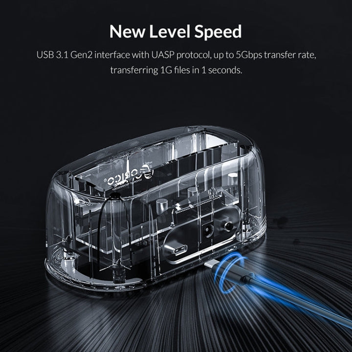 Lisslune | ORICO 6139C3-G2 3.5 Inch Transparent USB3.1 Gen2 Type-C Hard Drive Dock