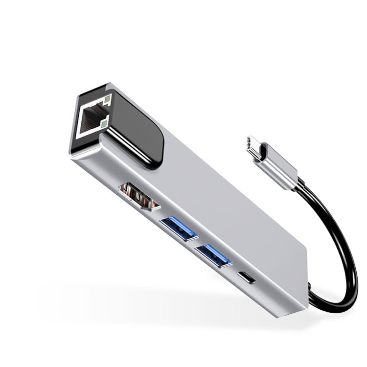 Lisslune | USB-C/Type-C to HD 4K HDMI + RJ45 + USB 3.0 + USB 2.0 + PD 5 in 1 HUB Converter