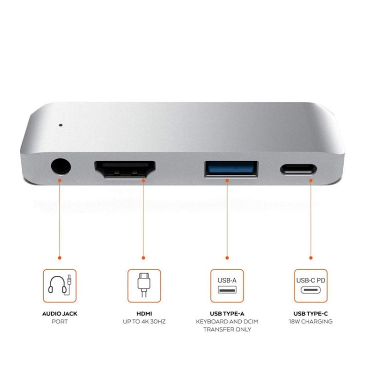 Lisslune | 4 in 1 Type-C / USB-C to HDMI + AUX + USB + PD Type-C / USB-C HUB Adapter Multifunctional HD Dock