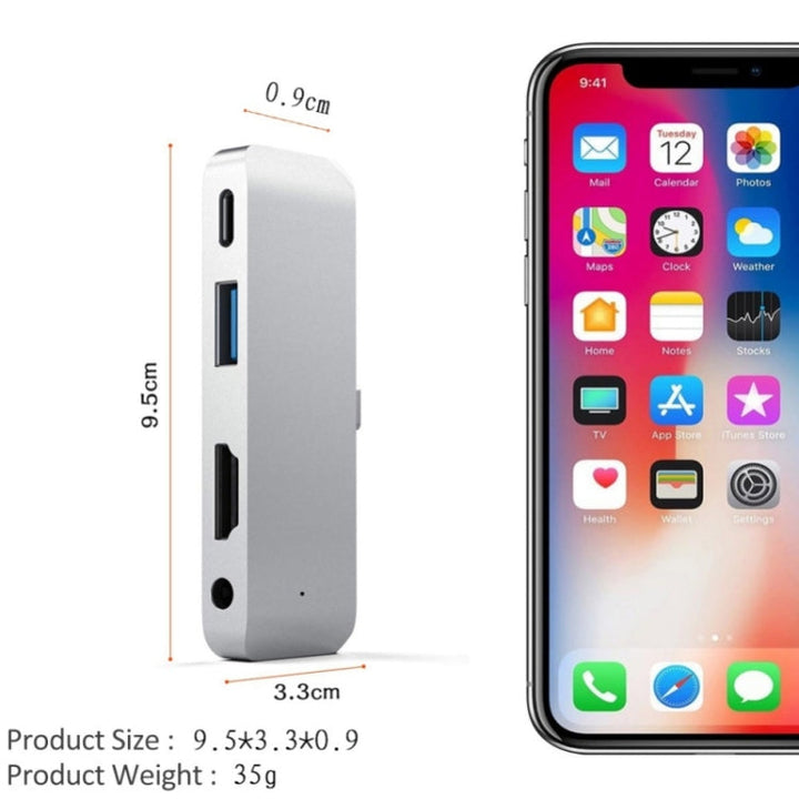 Lisslune | 4 in 1 Type-C / USB-C to HDMI + AUX + USB + PD Type-C / USB-C HUB Adapter Multifunctional HD Dock